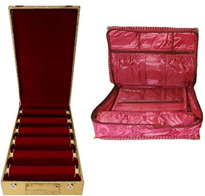 

Aditi Collection combo of new desinger 6roll bangle box with jewellery Pouch vanity box Vanity Box(Multicolor)
