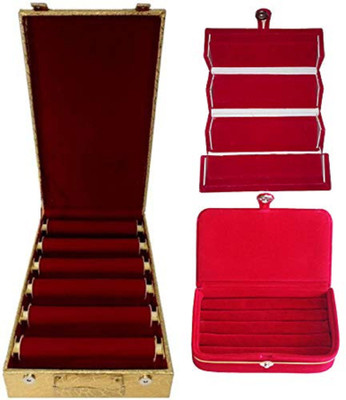 

Aditi Collection combo of new desinger 6roll bangle box and EarRIng folder ring box vanity box Vanity Box(Multicolor)