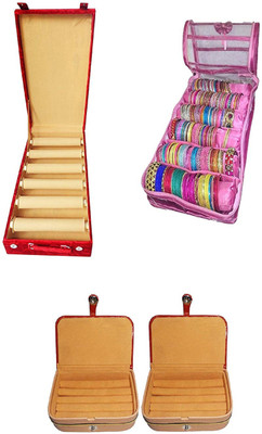 

Aditi Collection combo of new desinger 6roll bangle box with Satin 6 roll Bangle box and set of 2 jewellery box vanity box Vanity Box(Multicolor)