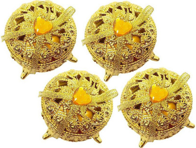 

PELO Stylish Sindoor Storage Box for Women Daily Use, Set of 4, Golden multipurpose Vanity Box(Gold)