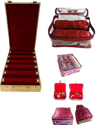 

Aditi Collection combo of new desinger 6roll bangle box with Satin 2 roll 3 roll bangle Box parchute saree cover blouse cover and set of 4 jewellery box vanity box Vanity Box(Multicolor)