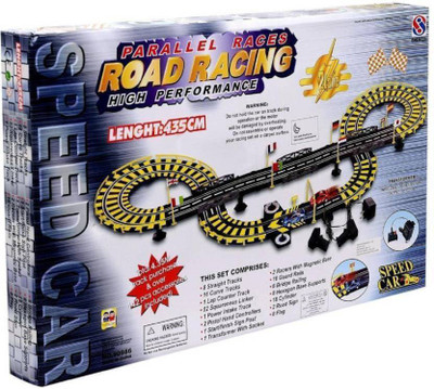 

Shopjamke 4 Feet Long Electronic Race Track with Independent Control For Each Ca(Multicolor)