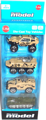 

KIDZIAN Die cast Toy Vehicle- 4 piece gift pack for Kids- Army Force Machines(Multicolor)