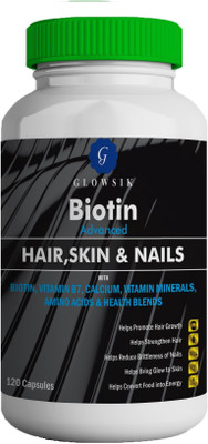 

G GLOWSIK Biotin maximum strength 10000 mcg (120 capsules) with amino acids and calcium(1000 mg)