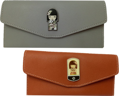 

LANDLOPER Women Grey, Brown Artificial Leather Wallet(4 Card Slots), Brown;grey