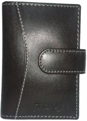 

TOUGH Men Brown Genuine Leather Card Holder(14 Card Slots), Brown/white-s
