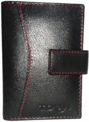 

TOUGH Men Black Genuine Leather Card Holder(12 Card Slots)