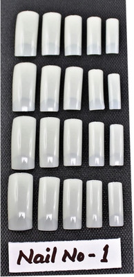 

Ear Lobe & Accessories 20 pcs Square Nails Tip with Glue(Nail No:1) White(Pack of 20)