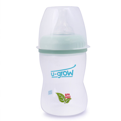 

U-grow GREEN WIDE NECK SELF STERILIZING FEEDING BOTTLE WITH ANTI CLOCK PERISTALTIC NIPPLE 6+ - 250 ml(Green)