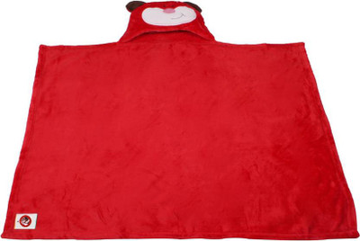 

Guru Kripa Baby Products Cartoon  Hooded Baby Blanket(Fur, Red