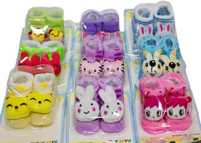 ALEMKIP Baby Socks Cum Shoes 2 Pair in One Pack Multi Colour Booties(Toe to Heel Length - 3 cm Multicolor)