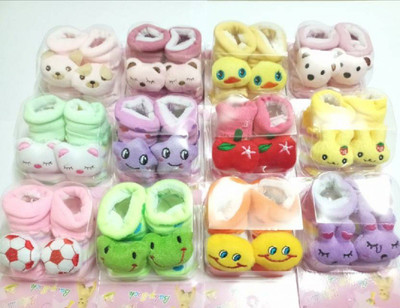 

ALEMKIP Baby Boy And Baby Girls Cum 2 Pair In One Pack Multi Colour Booties(Toe to Heel Length - 3 cm Multicolor)