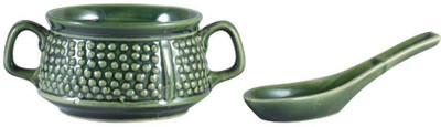 

caffeine Double Handled with Spoon in Green Bubble (1 pc) Ceramic Bowl(Green, Pack of 1)