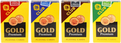 

Parksons Cartamundi Plastic Coated Paper Playing Card (C Club Gold Premium) for Fun / game / party -Pack of 4(Multicolor)