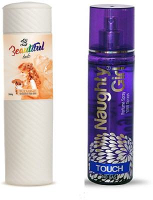 

Naughty Girl TALC 250gm PLEASING & Perfume TOUCH 135 ml (Set of 2 for Women)(Set of 2)