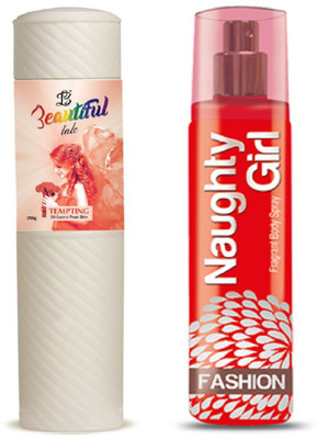 

Naughty Girl TALC 250gm TEMPTING & Perfume FASHION 135 ml (Set of 2 for Women)(Set of 2)