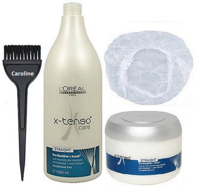 

caroline Hair Brush & L'Oreal Professionel X-tenso Care Shampoo & Hair Masque & Shower Cap(Set of 4)