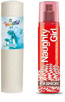 

Naughty Girl TALC 250gm MESMERIC & Perfume FASHION 135 ml (Set of 2 for Women)(Set of 2)