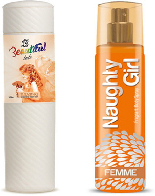

Naughty Girl TALC 250gm PLEASING & Perfume FEMME 135 ml (Set of 2 for Women)(Set of 2)