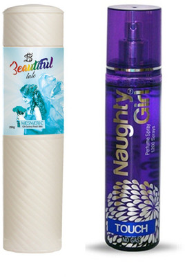 

Naughty Girl TALC 250gm MESMERIC & Perfume TOUCH 135 ml (Set of 2 for Women)(Set of 2)
