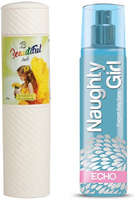 

Naughty Girl TALC 250gm MAJESTIC & Perfume ECHO 135 ml (Set of 2 for Women)(Set of 2)