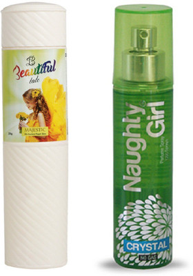 

Naughty Girl TALC 250gm MAJESTIC & Perfume CRYSTAL 135 ml (Set of 2 for Women)(Set of 2)