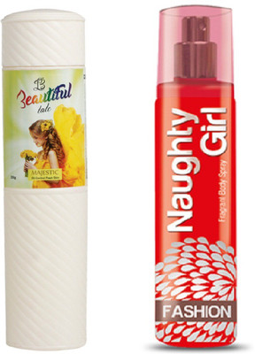 

Naughty Girl TALC 250gm MAJESTIC & Perfume FASHION 135 ml (Set of 2 for Women)(Set of 2)