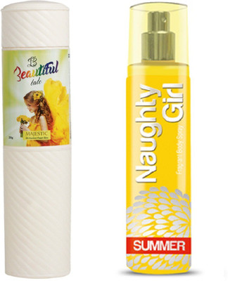 

Naughty Girl TALC 250gm MAJESTIC & Perfume SUMMER 135 ml (Set of 2 for Women)(Set of 2)