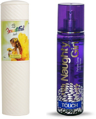 

Naughty Girl TALC 250gm MAJESTIC & Perfume TOUCH 135 ml (Set of 2 for Women)(Set of 2)