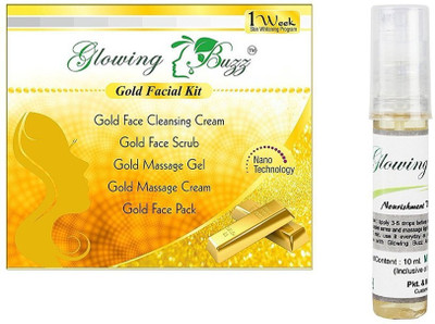 

Glowing Buzz Combo of Gold Facial Kit (100 grams) And Vitamin E Oil (10 ml)(Set of 2)