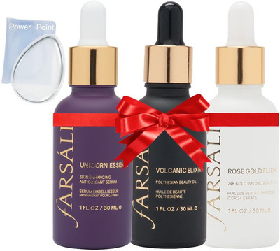 

POWER POINT Silicon Puff&Farsali Unicorn Essence&Volcanic Elixir&Rose Gold Elixir(Set of 4)