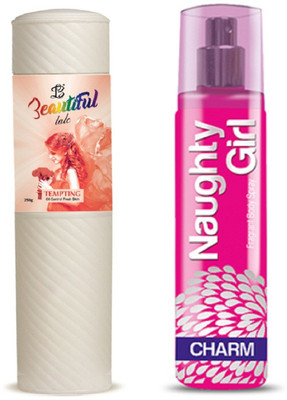 

Naughty Girl TALC 250gm TEMPTING & Perfume CHROME 135 ml (Set of 2 for Women)(Set of 2)