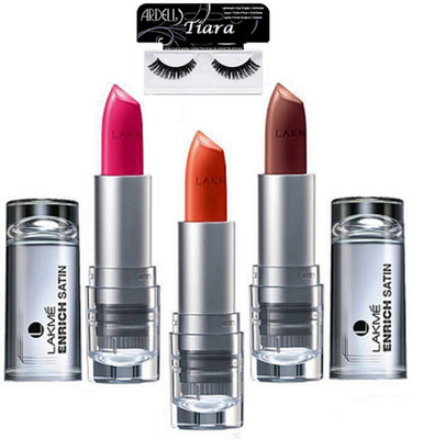 

tiara Eyelashes,Lakme ENRICH matte Finish Lipstick Pack Of 4(Set of 4)