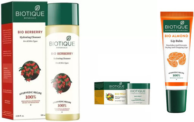 

BIOTIQUE BIO Berberry Hydrating Cleanser, Fruit Whitening & Depigmentation Face Pack, lip balm(Set of 3)