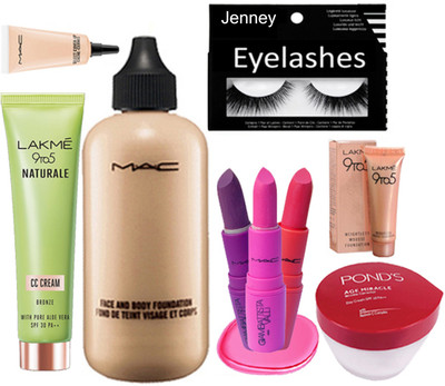 

jenney Eyelashes&Select CoverUp&Face&Body Foundation& Mousse&Lipstick(Pack Of 3)&Slicon Puff& Naturale CC Cream&Age Miracle Wrinkle Corrector Day Cream Spf 18 Pa++(Set of 9)