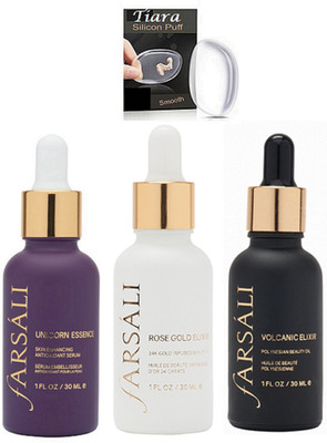 

tiara Silicon Puff , Volcanic Elixir Hydrating & Rose Gold Elixir & Unicron Essence Face Serum(Set of 4)