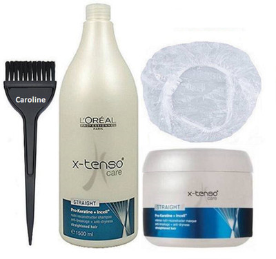 

caroline Hair Brush & L'Oreal Professionel X-tenso Care Shampoo & Hair Masque & Shower Cap(Set of 4)