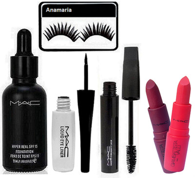 

anamaria Eyelashes & Mac Hyper Real Foundation & Giambattista Valli Lipstick (Pack Of 2) & Waterproof Eyeliner+Mascara(Set of 6)