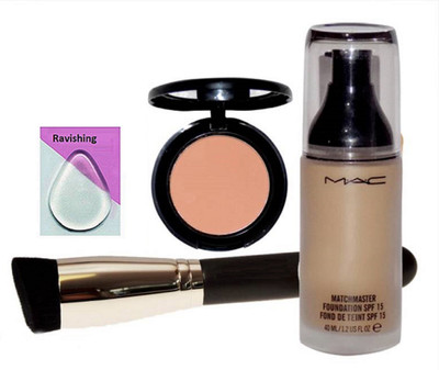 

ravishing Silicon puff, Makeup brush , Mac Match master foundation & Blusher(Set of 4)