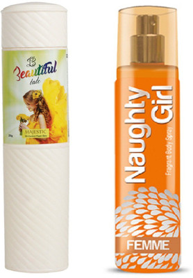 

Naughty Girl TALC 250gm MAJESTIC & Perfume FEMME 135 ml (Set of 2 for Women)(Set of 2)