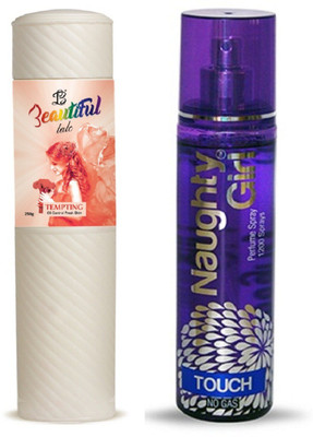 

Naughty Girl TALC 250gm TEMPTING & Perfume TOUCH 135 ml (Set of 2 for Women)(Set of 2)