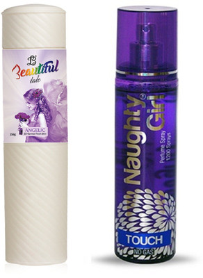 

Naughty Girl TALC 250gm ANGELIC & Perfume TOUCH 135 ml (Set of 2 for Women)(Set of 2)