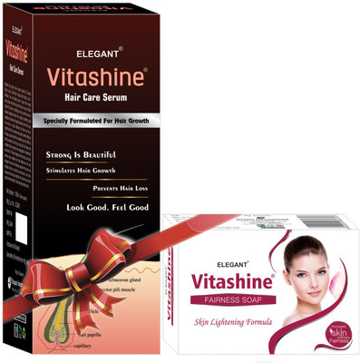 

Elegant VItashine Hair Care Serum 100ml With Vitashine Fairness Soap 75gm(Set of 2)
