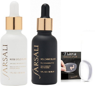

tiara Silicon puff , Volcanic Elixir Hydrating & Rose Gold Elixir Face Serum(Set of 3)