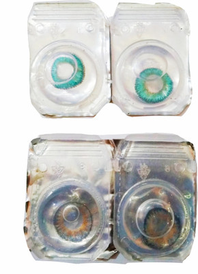 

drr Eye contact Lanse Monthly Contact Lens(0, Grey and Turquoise, Pack of 2)