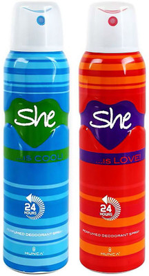 

She Deodorant - Pack Of 2 (Cool & Love) For Women By Deodorant Spray - For Women(300 ml, Pack of 2)