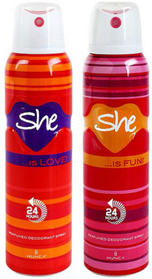 

She Deodorant - Pack Of 2 (Love & Fun) For Women By Deodorant Spray - For Women(300 ml, Pack of 2)
