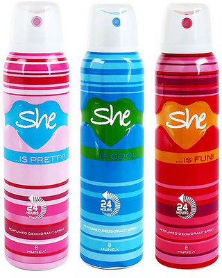 

She Deodorant - Pack of 3 (Pretty Cool Fun) For Women By Deodorant Spray - For Women(450 ml, Pack of 3)
