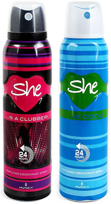 

She Deodorant - Pack Of 2 (Clubber & Cool) For Women By Deodorant Spray - For Women(300 ml, Pack of 2)