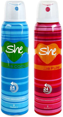 

She Deodorant - Pack Of 2 (Cool & Fun) For Women By Deodorant Spray - For Women(300 ml, Pack of 2)